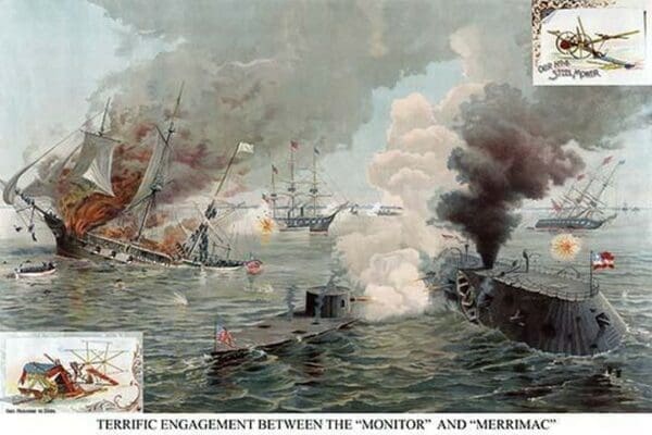 Naval Engagement of the Monitor & Merrimack or the Battle of Hampton Roads #2 - Art Print