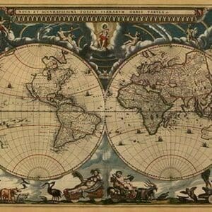 New & Accurate Map of the World by J. Blaeu - Art Print