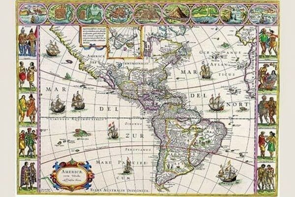 New Map of the Americas by Willem Blaeu - Art Print