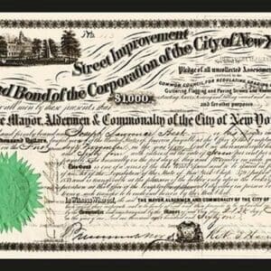 New York Street Improvement Fund Bond - Art Print