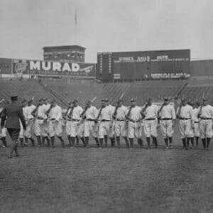 New York Yankees drilled on Field with Rifles - Art Print