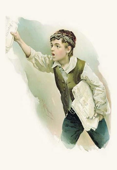 Newspaper Boy by FREE LIBRARY OF PHILADELPHIA - Art Print