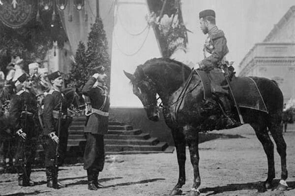 Nicholas II on Horseback is Saluted by his Military - Art Print