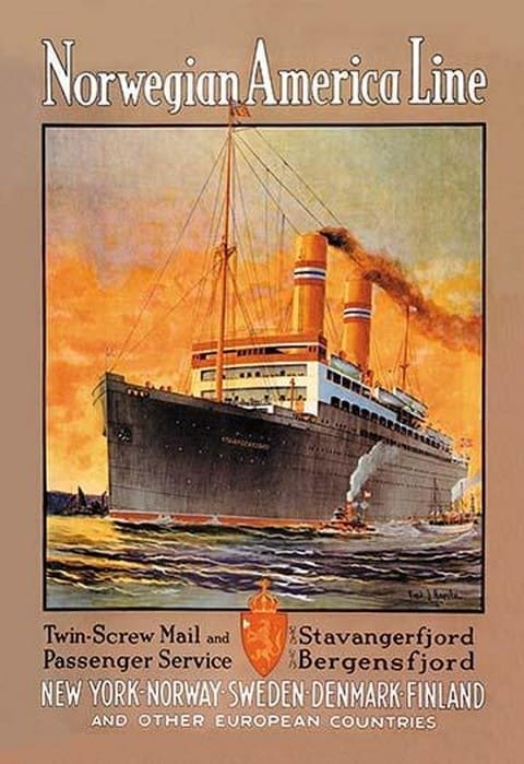 Norwegian-America Cruise Line - SS Stavangerfjord - Art Print