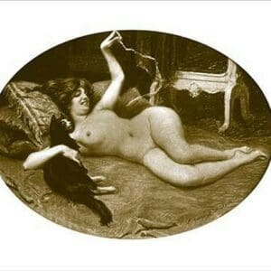 Nude with Cat - Art Print