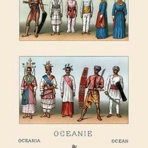 Oceania Malaysians and Indonesians by Auguste Racinet - Art Print