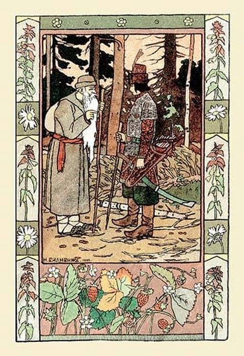 Old Man and Archer by Ivan Bilibin - Art Print