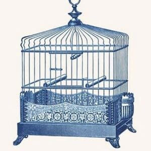 Ornate Blue Bird Cage B - Art Print