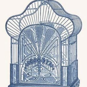 Ornate Blue Bird Cage C - Art Print