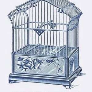 Ornate Blue Bird Cage D - Art Print