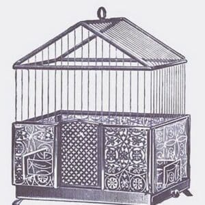 Ornate Blue Bird Cage F - Art Print