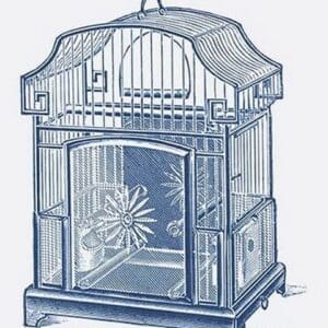 Ornate Blue Bird Cage H - Art Print