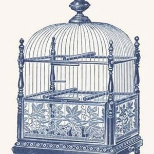 Ornate Blue Bird Cage J - Art Print