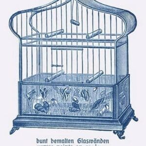 Ornate Blue Bird Cage K - Art Print