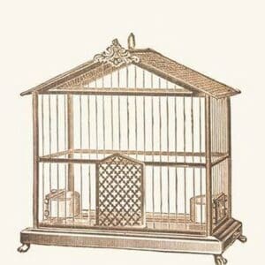 Ornate Brown Bird Cage C - Art Print