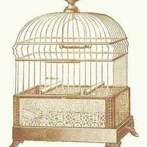 Ornate Brown Bird Cage E - Art Print