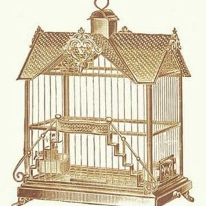 Ornate Brown Bird Cage F - Art Print