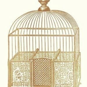 Ornate Brown Bird Cage I - Art Print