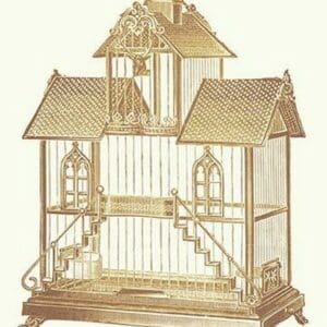 Ornate Brown Bird Cage K - Art Print