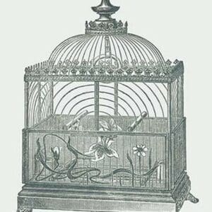 Ornate Green Bird Cage C - Art Print