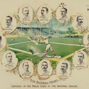 Our baseball heroes - captains of the twelve clubs in the National League by Richard K. Fox - Art Print