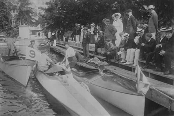 Palm Beach Motor Boats at Dock - Art Print