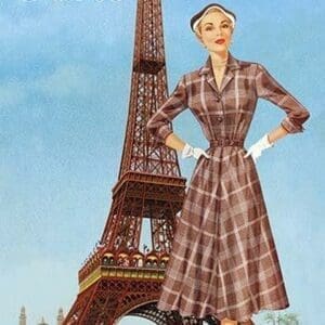 Paris Brown Plaid Frock by Sara Pierce - Art Print