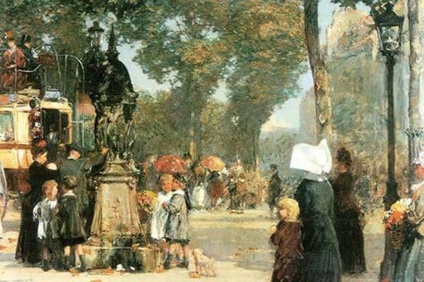 Parisian street scene [1] by Frederick Childe Hassam - Art Print