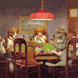 Passing the Ace Under the Table (Dog Poker) by C.M. Coolidge - Art Print