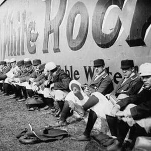 Philadelphia Americans Relax by sitting along the Center Field Fence at the Park - Art Print