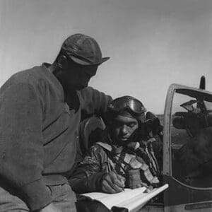 Pilot from the 332nd Fighter Group signing Form One Book - Art Print