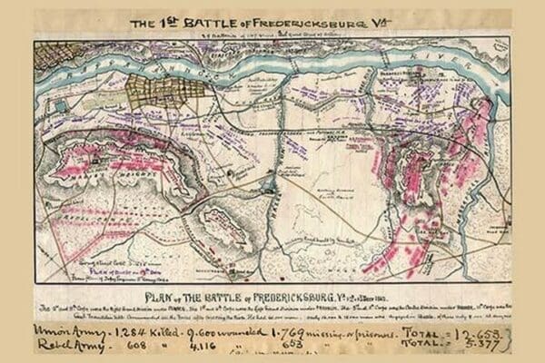 Plan of the Battle of Fredericksburg by Robert Knox Sneden - Art Print