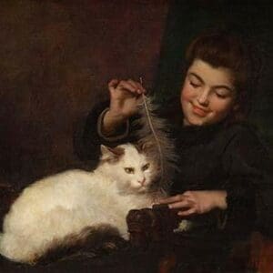 Portrait of a Girl with Cat by Antoine Jean Bail - Art Print