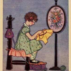 Pre-Teen cross-stitches a fabric by Needlecraft Magazine #2 - Art Print