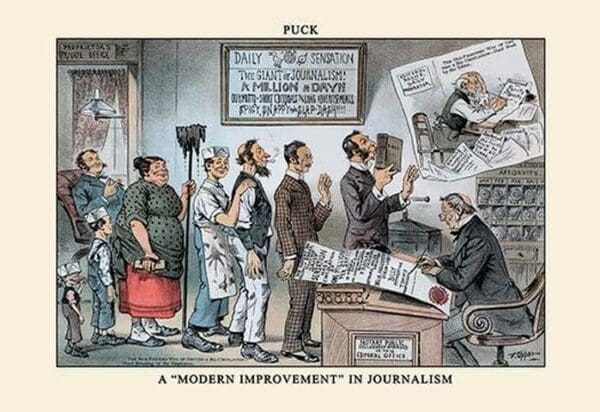 Puck Magazine: A 'Modern Improvement' in Journalism by Frederick Burr Opper - Art Print