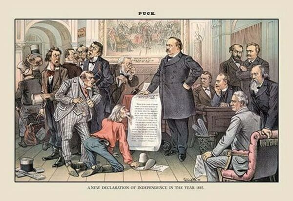 Puck Magazine: A New Declaration of Independence in the Year 1885 by Bernhard Gillam - Art Print