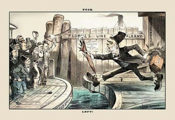 Puck Magazine: Left! by Joseph Keppler - Art Print