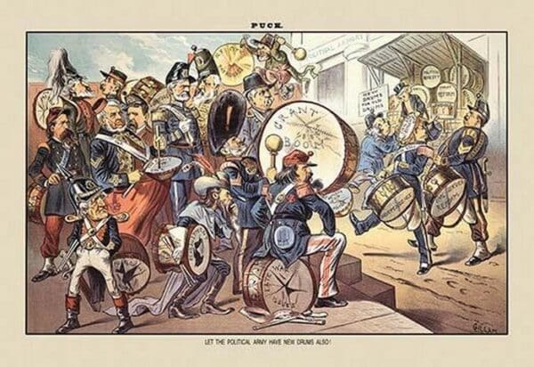 Puck Magazine: Let the Political Army Have the New Drums Also! by Bernhard Gillam - Art Print