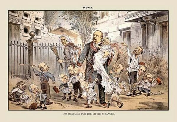 Puck Magazine: No Welcome for the Little Stranger by Zimmerman - Art Print