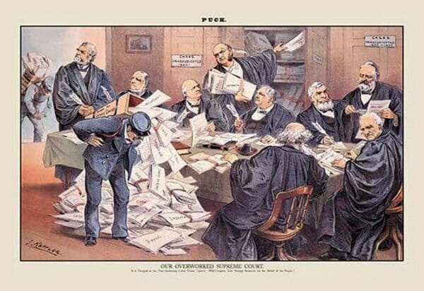 Puck Magazine: Our Overworked Supreme Court by Joseph Keppler - Art Print