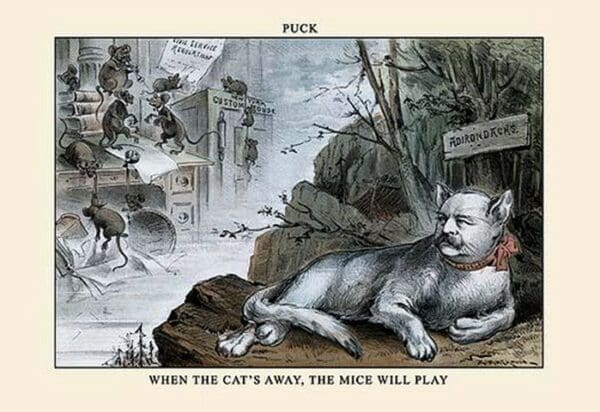 Puck Magazine: When the Cat's Away