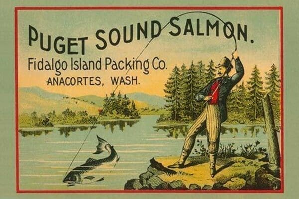 Puget Sound Salmon - On the Fly by Schmidt Litho Co. - Art Print