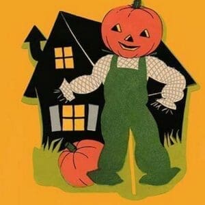 Pumpkin Headed Scarecrow - Art Print