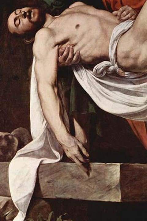 Putting Christ in the tomb by Caravaggio - Art Print