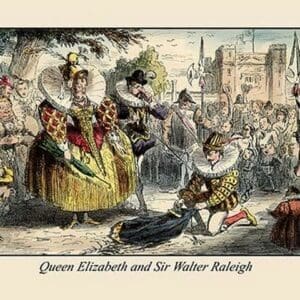 Queen Elizabeth and Sir Walter Raleigh by John Leech - Art Print