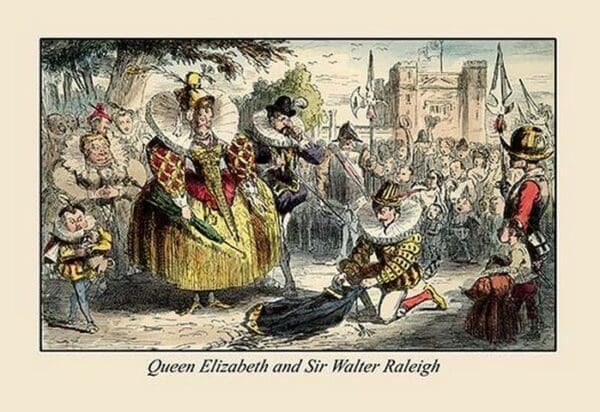 Queen Elizabeth and Sir Walter Raleigh by John Leech - Art Print