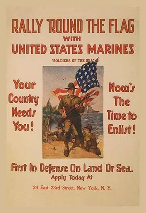 Rally 'round the flag with the United States Marines by Sidney H. Riesenberg - Art Print