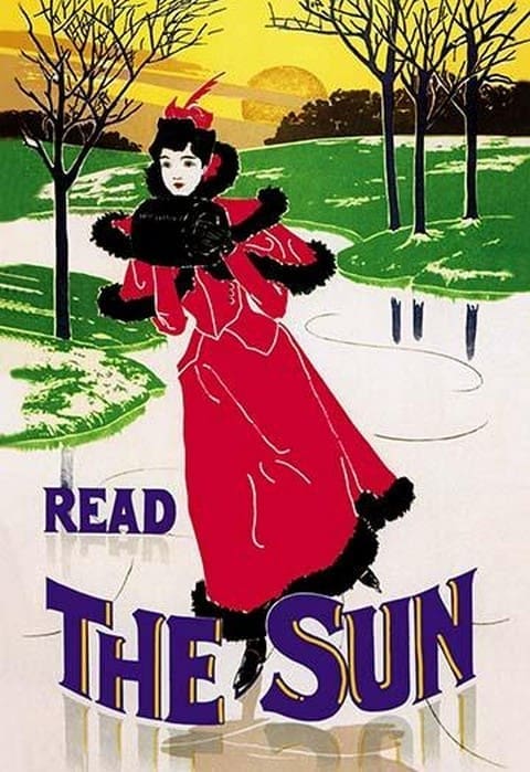 Read the Sun: Skating at Sunset by Louis Rhead - Art Print