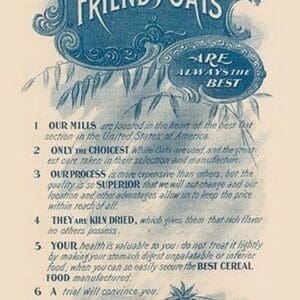 Reasons Why Friends' Oats are the Best - Art Print