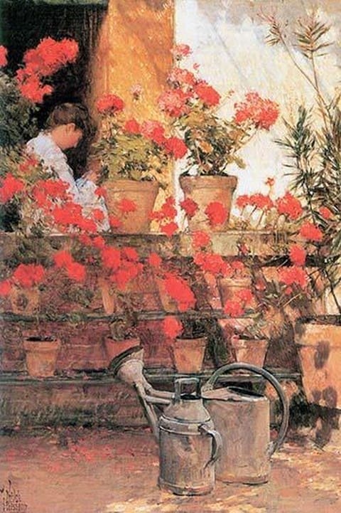 Red Geraniums by Frederick Childe Hassam - Art Print